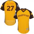 Mens Majestic Houston Astros #27 Jose Altuve Yellow 2016 All-Star American League BP Authentic Collection Flex Base MLB Jersey