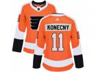 Women Adidas Philadelphia Flyers #11 Travis Konecny Orange Home Authentic Stitched NHL Jersey