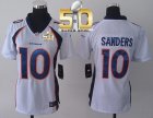 Women Nike Broncos #10 Emmanuel Sanders White Super Bowl 50 Stitched NFL New Jersey