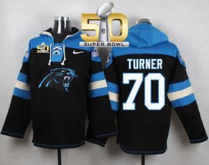 Nike Carolina Panthers #70 Trai Turner Black Super Bowl 50 Player Pullover NFL Hoodie