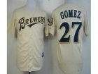 MLB Milwaukee Brewers #27 Carlos Gomez Cream Jersey