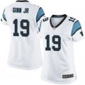 Women Nike Carolina Panthers #19 Ted Ginn Jr Black Team Color Stitched white Jersey