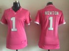 2015 women Nike Carolina Panthers #1 Newton pink jerseys