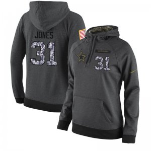 NFL Women\'s Nike Dallas Cowboys #31 Byron Jones Stitched Black Anthracite Salute to Service Player Performance Hoodie