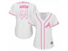 Women Atlanta Braves #44 Hank Aaron Replica White Fashion Cool Base MLB Jersey