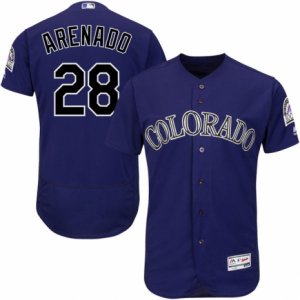 Men\'s Majestic Colorado Rockies #28 Nolan Arenado Purple Flexbase Authentic Collection MLB Jersey