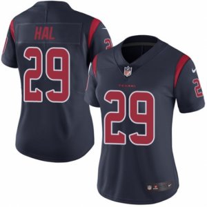 Women\'s Nike Houston Texans #29 Andre Hal Limited Navy Blue Rush NFL Jersey