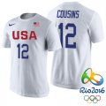 Demarcus Cousins USA Dream Twelve Team #12 2016 Rio Olympics White T-Shirt
