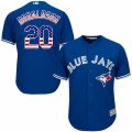Mens Majestic Toronto Blue Jays #20 Josh Donaldson Replica Royal Blue USA Flag Fashion MLB Jersey