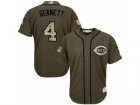 Youth Majestic Cincinnati Reds #4 Scooter Gennett Authentic Green Salute to Service MLB Jersey