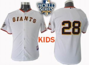 kids 2010 World Series Patch Giants #28 Buster Posey white