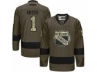 Mens Reebok New York Islanders #1 Thomas Greiss Authentic Green Salute to Service NHL Jersey