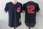 Indians #12 Francisco Lindor Navy Cooperstown Collection Mesh Batting Practice Jersey
