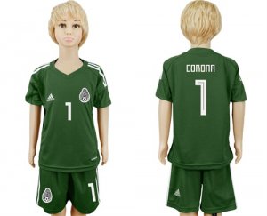 Mexico 1 CORONA Army Green Goalkeeper Youth 2018 FIFA World Cup Soccer Jersey