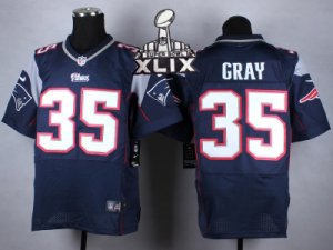 2015 Super Bowl XLIX Nike New England Patriots #35 Jonas Gray Blue Jerseys(Elite)