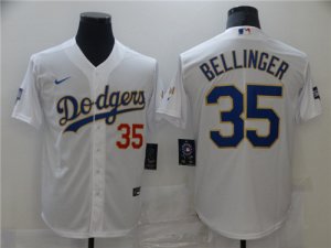 Dodgers # 35 Cody Bellinger White Nike 2021 Gold Program Cool Base Jersey