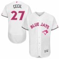 Mens Majestic Toronto Blue Jays #27 Brett Cecil Authentic White 2016 Mothers Day Fashion Flex Base MLB Jersey