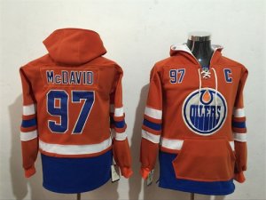 Oilers #97 Connor McDavid Orange All Stitched Hooded Sweatshirt