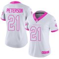 Womens Nike Arizona Cardinals #21 Patrick Peterson White Pink Stitched NFL Limited Rush Fashion Jersey