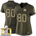 Women Nike Broncos #80 Vernon Davis Green Super Bowl 50 Stitched Salute to Service Jersey