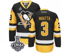 Mens Reebok Pittsburgh Penguins #3 Olli Maatta Authentic Black Gold Third 2017 Stanley Cup Final NHL Jersey