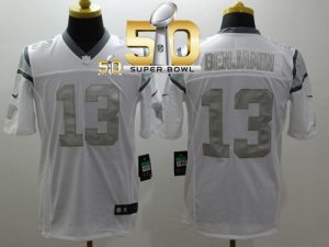 Nike Carolina Panthers #13 Kelvin Benjamin White Super Bowl 50 Men\'s Stitched NFL Limited Platinum Jersey