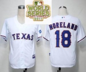 2011 world series mlb Texas Rangers #18 Mitch Moreland White