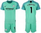 2018-19 Manchester City 1 C.BRAVO Green Goalkeeper Soccer Jersey