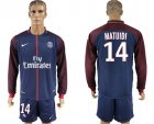 2017-18 Paris Saint-Germain 14 MATUIDI Home Long Sleeve Soccer Jersey