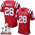 Mens Nike New England Patriots #28 James White Elite Red Alternate Super Bowl LI 51 NFL Jersey