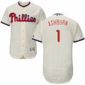 Men's Majestic Philadelphia Phillies #1 Richie Ashburn Cream Flexbase Authentic Collection MLB Jersey