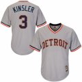 Mens Majestic Detroit Tigers #3 Ian Kinsler Replica Grey Cooperstown MLB Jersey