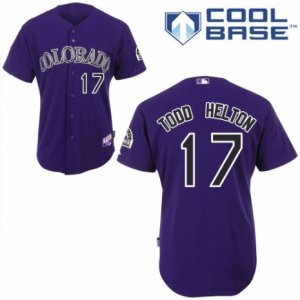 Men\'s Majestic Colorado Rockies #17 Todd Helton Replica Purple Alternate 1 Cool Base MLB Jersey