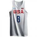 Men's Nike Team USA #8 Harrison Barnes Authentic White 2016 Olympic Basketball Jersey