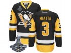 Mens Reebok Pittsburgh Penguins #3 Olli Maatta Premier Black Gold Third 2017 Stanley Cup Champions NHL Jersey