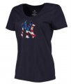 Womens New York Yankees USA Flag Fashion T-Shirt Navy Blue