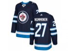 Men Adidas Winnipeg Jets #27 Teppo Numminen Navy Blue Home Authentic Stitched NHL Jersey