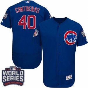 Men\'s Majestic Chicago Cubs #40 Willson Contreras Royal Blue Alternate 2016 World Series Bound Flexbase Authentic Collection MLB Jersey