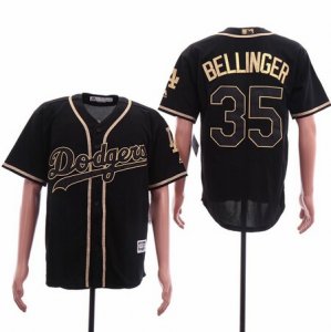 Dodgers #35 Cody Bellinger Black Gold Cool Base Jersey