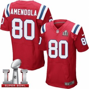 Mens Nike New England Patriots #80 Danny Amendola Elite Red Alternate Super Bowl LI 51 NFL Jersey