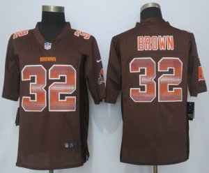 2015 New Nike Cleveland Browns #32 Brown Brown Strobe Jerseys(Limited)