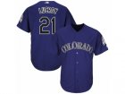 Youth Majestic Colorado Rockies #21 Jonathan Lucroy Authentic Purple Alternate 1 Cool Base MLB Jersey