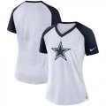 Dallas Cowboys Nike Womens Top V Neck T-Shirt White Navy