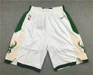 Mens Milwaukee Bucks White Stitched NBA Nike Swingman Shorts