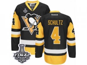 Mens Reebok Pittsburgh Penguins #4 Justin Schultz Premier Black Gold Third 2017 Stanley Cup Final NHL Jersey