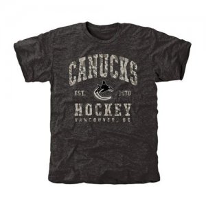 Mens Vancouver Canucks Black Camo Stack T-Shirt