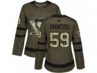 Women Adidas Pittsburgh Penguins #59 Jake Guentzel Green Salute to Service Stitched NHL Jersey