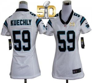 Women Nike Panthers #59 Luke Kuechly White Super Bowl 50 Stitched Jersey