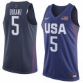 Men Nike Team USA #5 Kevin Durant Authentic Navy Blue 2016 Olympic Basketball Jersey