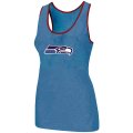 Nike Seattle Seahawks Ladies Big Logo Tri-Blend Racerback stretch Tank Top L.Blue